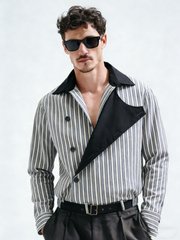 Striped button design coat