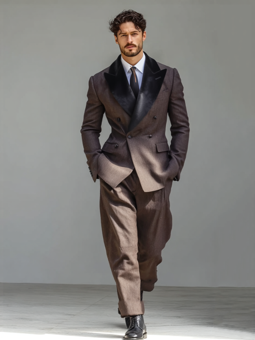 Men's fashionable plush collar suit set Men's fashionable plush collar suit set