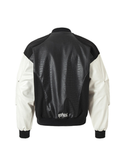 Leather printed baseball jersey