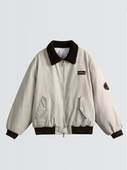Embroidered wool collar cotton coat