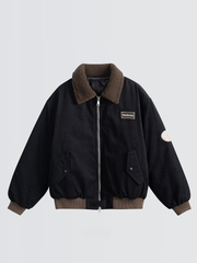 Embroidered wool collar cotton coat