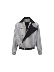 Striped button design coat