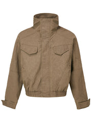 Button-down tailored distressed coat