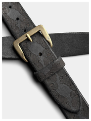 Leather belt with handcrafted copper snap fasteners made of genuine leather