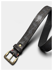 Leather belt with handcrafted copper snap fasteners made of genuine leather