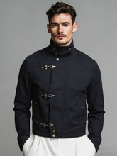 Retro airplane-style button-down men's coat