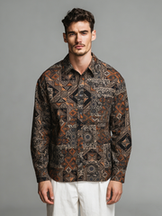 Retro ethnic pattern casual long-sleeved shirt