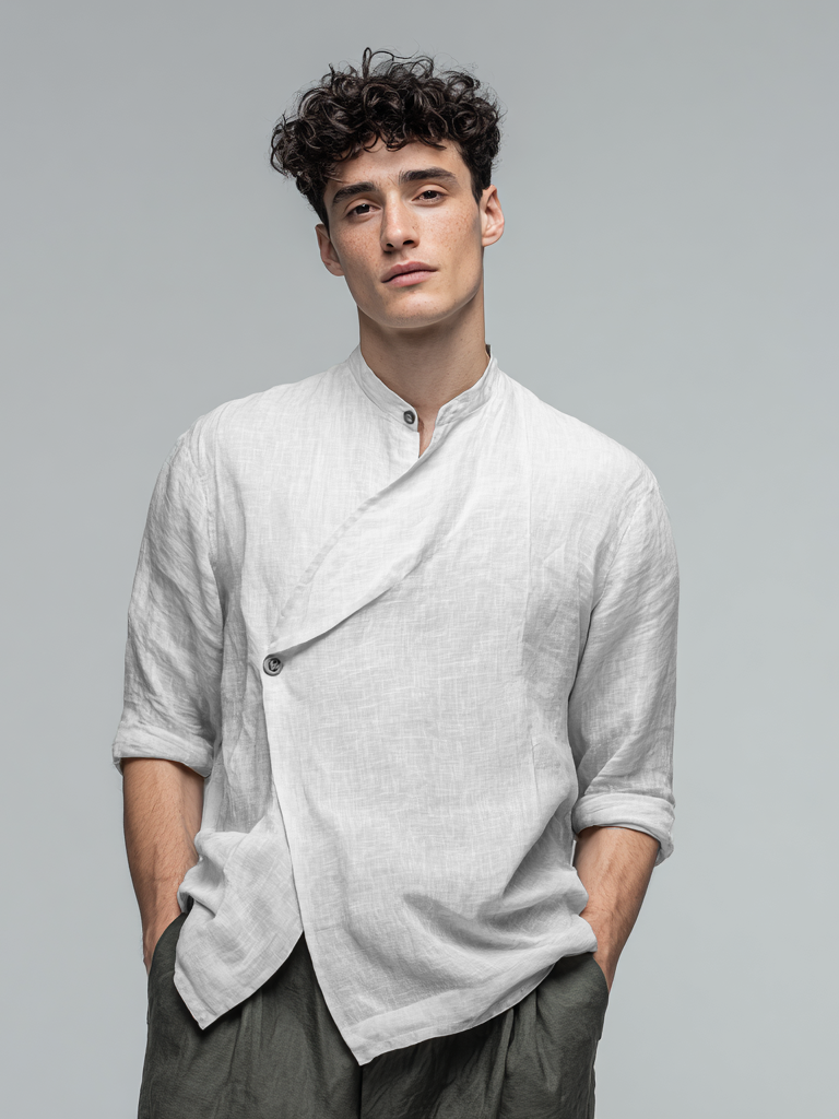Men's casual linen long-sleeved top Men's casual linen long-sleeved top
