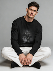 Ancient portrait printed long-sleeved T-shirt