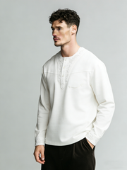 New men's retro embroidered round-neck top