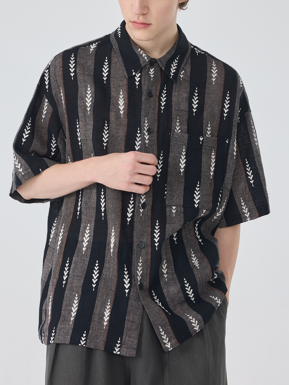 Men's casual linen printed shirt Men's casual linen printed shirt