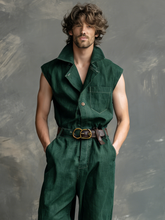Men's Stylish Green Workwear Jumpsuit(Belt not included)