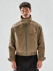 Button-down tailored distressed coat