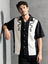 Men's snake print Cuban collar shirt