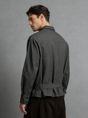Exquisite linen-coated raw denim ribbon shirt