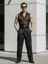 Men's Printed Linen Jumpsuit
