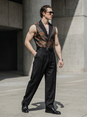 Men's Printed Linen Jumpsuit