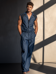Men's Sleeveless Denim Jumpsuit