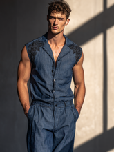 Men's Sleeveless Denim Jumpsuit