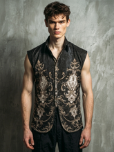 Men's Casual Cotton-Linen Printed Sleeveless Shirt