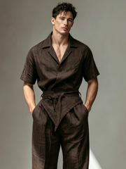 Men's Casual Linen Short-Sleeve Set