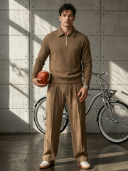 Men's Casual Textured Polo Set
