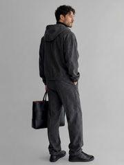Men's Casual Hooded Sweatshirt and Wide-Leg Pants Set