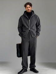 Men's Casual Hooded Sweatshirt and Wide-Leg Pants Set