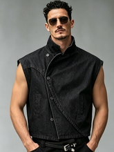Premium denim sleeveless split design bei'xin