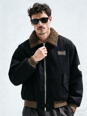 Embroidered wool collar cotton coat