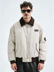 Embroidered wool collar cotton coat