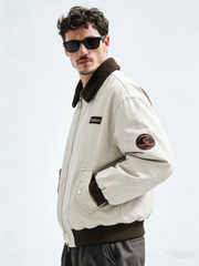 Embroidered wool collar cotton coat