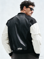 Leather printed baseball jersey