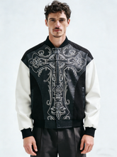Leather printed baseball jersey