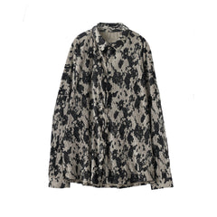 Men's casual textured printed long-sleeved shirt