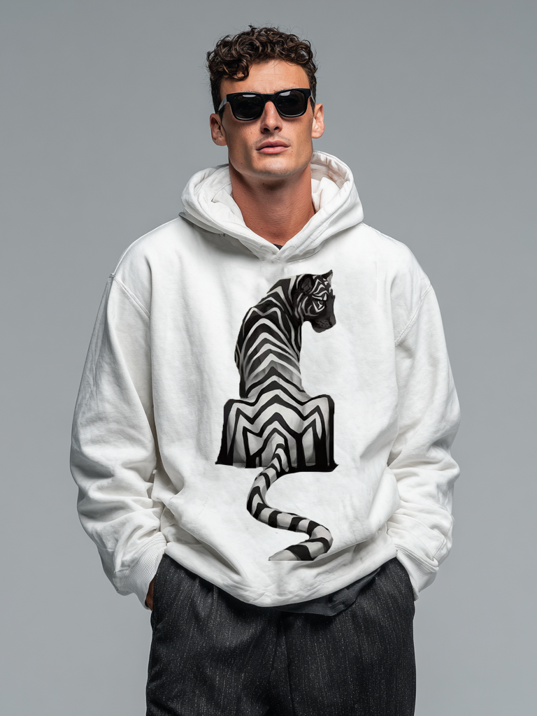 Men's casual hooded sweatshirt with tiger print Men's casual hooded sweatshirt with tiger print