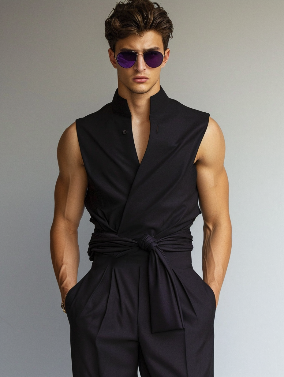Men's Cozy Sleeveless Low Collar Jumpsuit