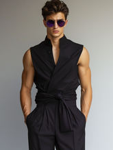 Men's  Cozy Sleeveless Low Collar Jumpsuit