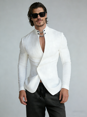 Fashion chain stand-up collar overlapping coat