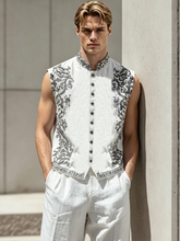 Men's Casual Cotton-Linen Printed Sleeveless Shirt