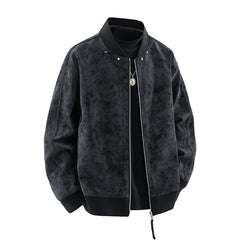 Casual men's zipper suede jacket