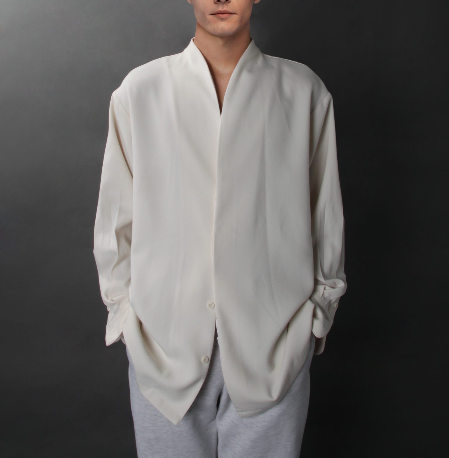 Men's cotton and linen casual curved shirt Men's cotton and linen casual curved shirt