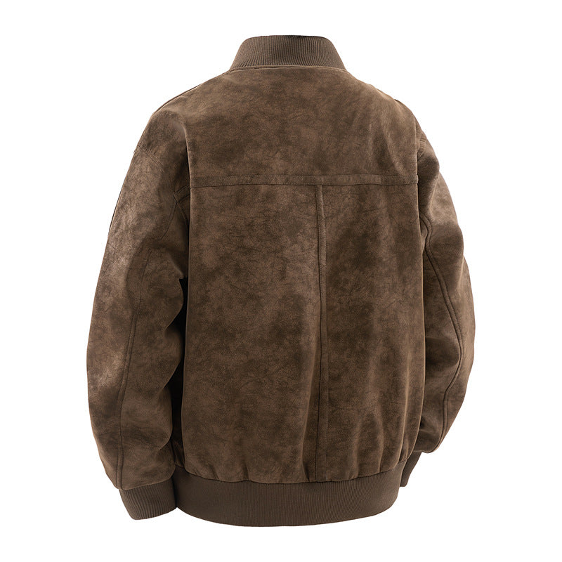 Casual men's zipper suede jacket