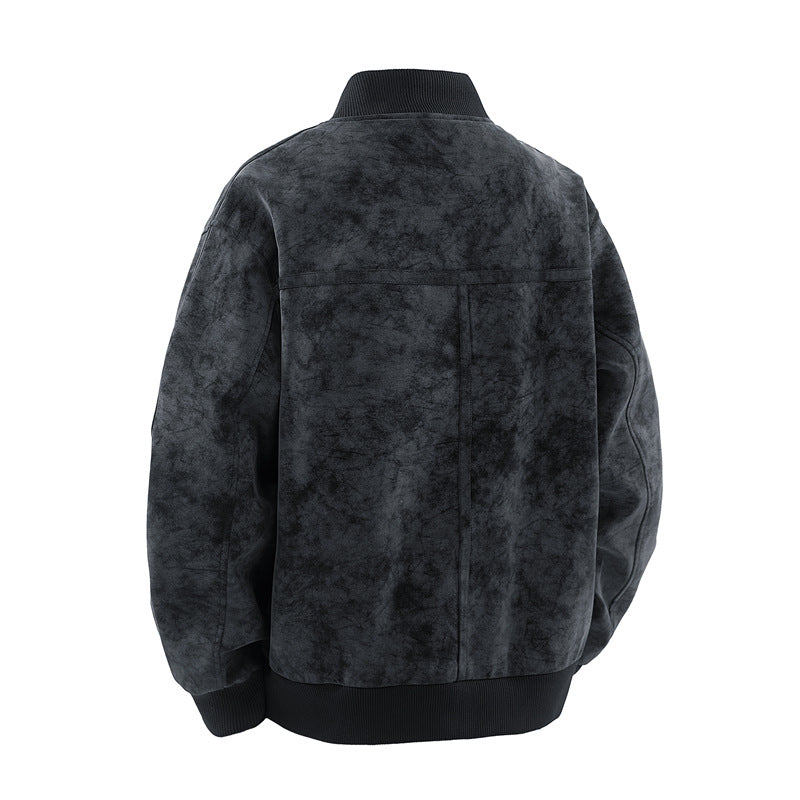 Casual men's zipper suede jacket