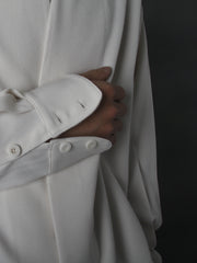 Men's cotton and linen casual curved shirt