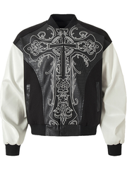 Leather printed baseball jersey