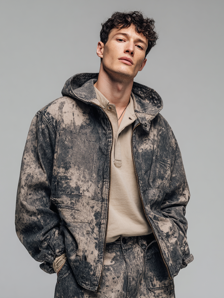 Men's retro camouflage hooded coat