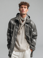 Striped printed hooded jacket