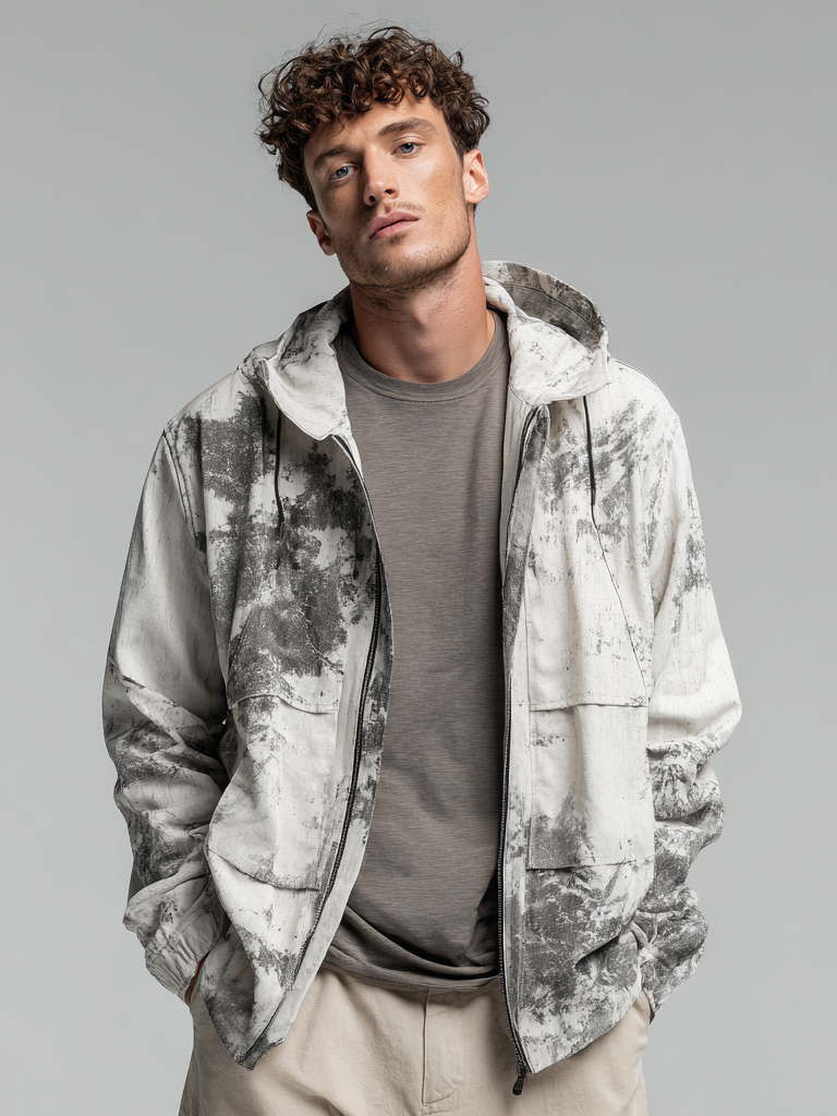 Men's casual camouflage patterned hooded jacket Men's casual camouflage patterned hooded jacket