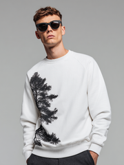 Men's long-sleeved top made of pure cotton with contrasting color prints